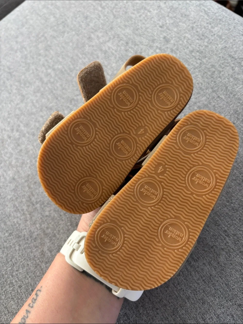 wonder nation Tan Double-Strap Kids Sandals